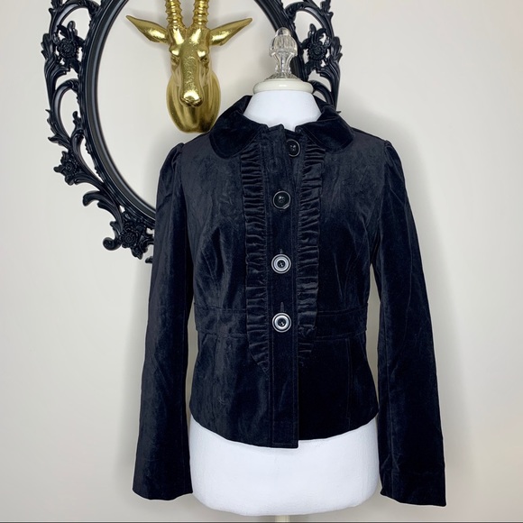 Halogen Puff Sleeve Black Velvet Blazer - Picture 1 of 5
